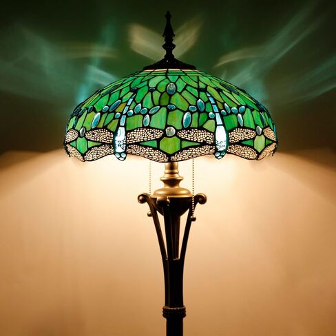 Tiffany Floor Lamp Green Stained Glass Dragonfly Standing Reading Light 16X16X70 Inches Antique Pole Corner Lamp Decor Bedroom Office Living Room in Saudi Arabia