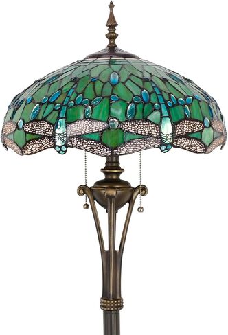 Tiffany Floor Lamp Green Stained Glass Dragonfly Standing Reading Light 16X16X70 Inches Antique Pole Corner Lamp Decor Bedroom Office Living Room in Saudi Arabia