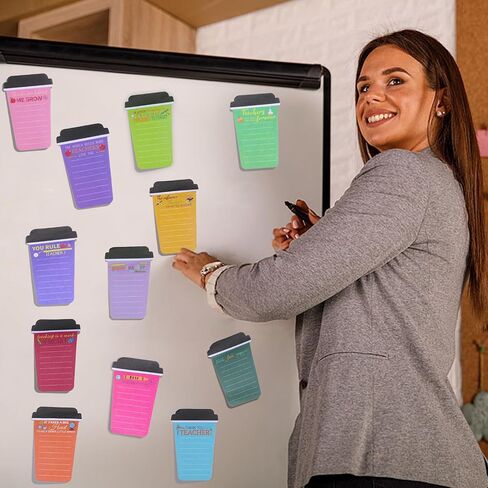 36 Pack /108 Pcs Teacher Appreciation Gifts Bulk Coffee Cup Shaped Notepads with Pens Organza Bags Inspirational Coffee Sticky Notes Thank You Gift for Teacher Staff Office Graduation Supplies in Kuwait