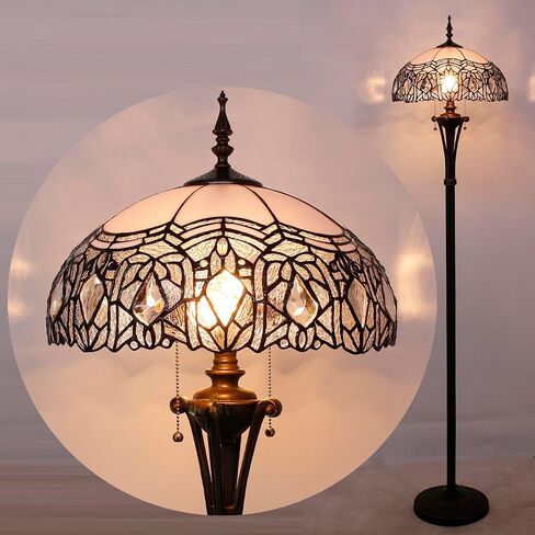 Tiffany Floor Lamp Green Stained Glass Dragonfly Standing Reading Light 16X16X70 Inches Antique Pole Corner Lamp Decor Bedroom Office Living Room in Saudi Arabia