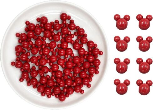 Acrylic Beads, 100 Mouse Head Beads Candy Color Large Hole Pastel Bead Pendants Assorted Plastic Pastel Cute Loose Bead Bulk for Bracelets Jewelry Making DIY Crafts Necklace in Saudi Arabia