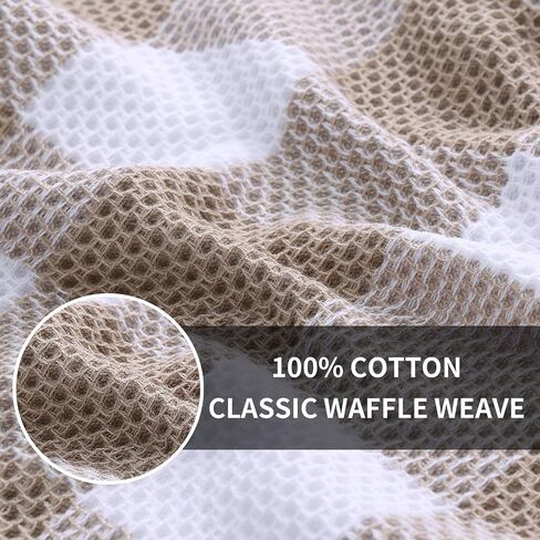 Homaxy 100% Cotton Waffle Weave Check Plaid Kitchen Towels, 13 x 28 Inches, Super Soft and Absorbent Dish Towels for Drying Dishes, 4-Pack, White & Black in Saudi Arabia