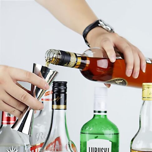 Homestia Bar Jigger for Bartending, Measuring Cup with OZ&ML 2 Units of Measurement Inside Cocktail Jigger 304 Food Grade Stainless Steel Double Jigger 2 OZ 1 OZ Japanese Jigger Silver in Kuwait