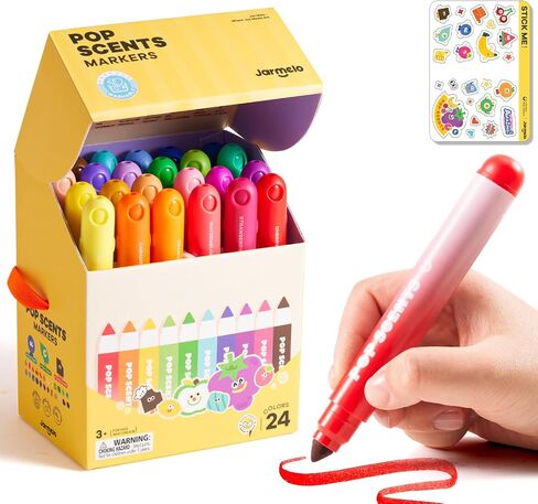 Jar Melo Scented Washable Markers for Kids Ages 4-8, Coloring Markers for Toddlers 2-4, Safe and Non-toxic Water-Based Paint Drawing Kit with Storage Case, School Art Supplies, 12 Colors in Saudi Arabia