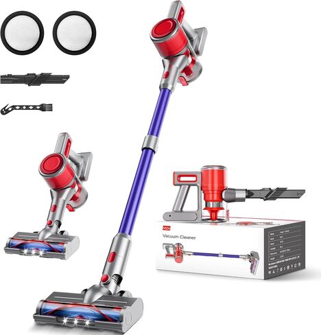 Cordless Vacuum Cleaner - Rechargeable, 45Kpa Powerful Suction Stick Vacuum Cleaners for Home, 8-in-1 Lightweight Vacuum Cleaner with High-speed Brushless Motor for Hardwood Floors/Carpets, Blue in Saudi Arabia
