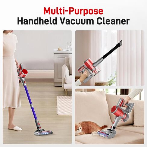 Cordless Vacuum Cleaner - Rechargeable, 45Kpa Powerful Suction Stick Vacuum Cleaners for Home, 8-in-1 Lightweight Vacuum Cleaner with High-speed Brushless Motor for Hardwood Floors/Carpets, Blue in Saudi Arabia
