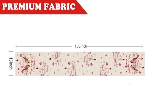 Happy Valentines Day Table Runner Cardinal Bird Love Hearts Kitchen Dining Table Holiday Anniversary Indoor Home Party Decorations 13x72 Inch in Kuwait