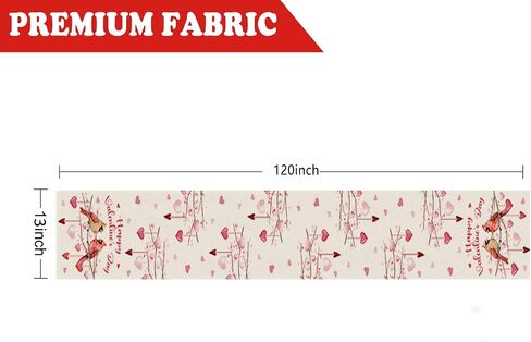 Happy Valentines Day Table Runner Cardinal Bird Love Hearts Kitchen Dining Table Holiday Anniversary Indoor Home Party Decorations 13x72 Inch in Saudi Arabia