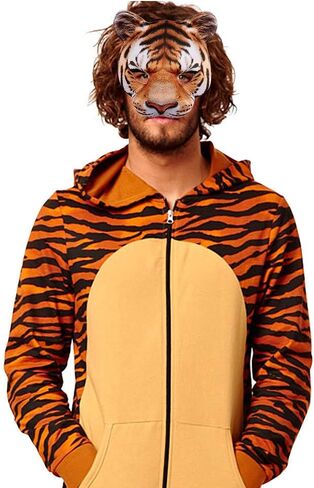 1Pcs Halloween Tiger Half Face Mask Tiger Animal Mask for Easter Halloween Christmas Masquerade Party Costume Cosplay Props in Kuwait