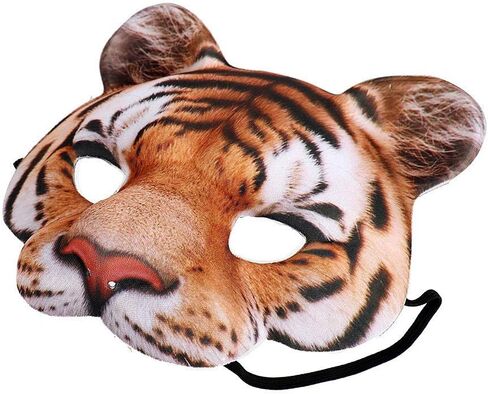 1Pcs Halloween Tiger Half Face Mask Tiger Animal Mask for Easter Halloween Christmas Masquerade Party Costume Cosplay Props in Kuwait
