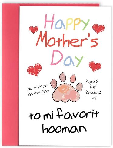 Asmallgf Cute Mother’s Day Card from Dog Cat, Happy Mothers Day Gifts for Pet Lover Owner, Gift Card for Pet Mom in Kuwait