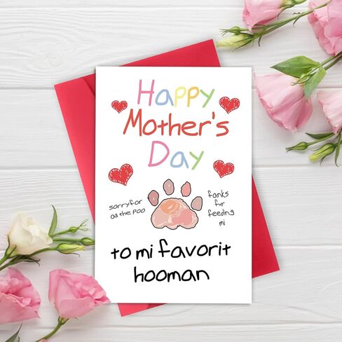 Asmallgf Cute Mother’s Day Card from Dog Cat, Happy Mothers Day Gifts for Pet Lover Owner, Gift Card for Pet Mom in Kuwait