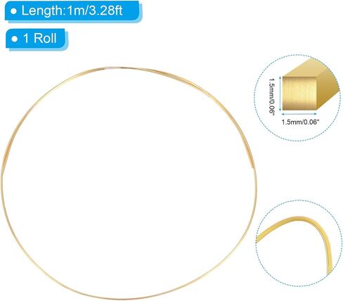 Patikil نصف الأسلاك النحاسية الصلبة ، 9gauge/3mm 1m/3.28 قدم سلك مربع نقي مربع لتصنيع مجوهرات مصنع نباتات حديقة in Kuwait