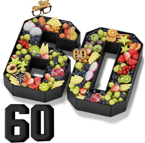 40 Cardboard Numbers for Charcuterie Numbers Fillable 13.8'' Black Paper Mache Number Shaped Cupcake Pans Board Box Trays Container for Food Candy 40th Birthday Party Decorations Anniversary in Saudi Arabia