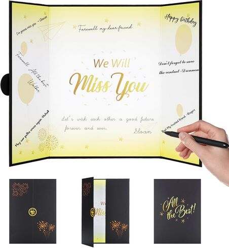 Black Gold Farewell Guest Book Alternative, Farewell Gifts for Coworkers Friends, We'll Miss You Signature Board Retirement Party Decorations,Going Away, Farewell Card for Women Men in Kuwait