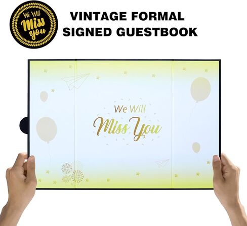 Black Gold Farewell Guest Book Alternative, Farewell Gifts for Coworkers Friends, We'll Miss You Signature Board Retirement Party Decorations,Going Away, Farewell Card for Women Men in Kuwait