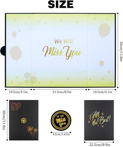 Black Gold Farewell Guest Book Alternative, Farewell Gifts for Coworkers Friends, We'll Miss You Signature Board Retirement Party Decorations,Going Away, Farewell Card for Women Men in Kuwait