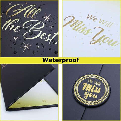 Black Gold Farewell Guest Book Alternative, Farewell Gifts for Coworkers Friends, We'll Miss You Signature Board Retirement Party Decorations,Going Away, Farewell Card for Women Men in Kuwait