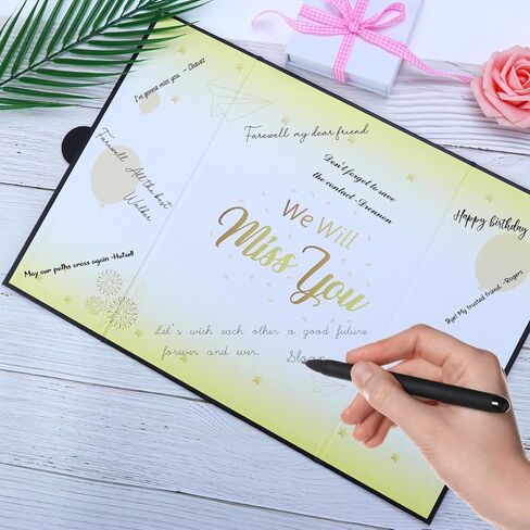 Black Gold Farewell Guest Book Alternative, Farewell Gifts for Coworkers Friends, We'll Miss You Signature Board Retirement Party Decorations,Going Away, Farewell Card for Women Men in Kuwait
