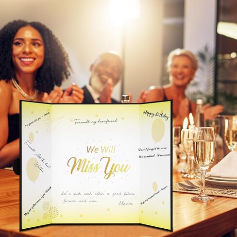 Black Gold Farewell Guest Book Alternative, Farewell Gifts for Coworkers Friends, We'll Miss You Signature Board Retirement Party Decorations,Going Away, Farewell Card for Women Men in Kuwait