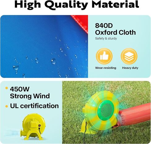 منزل نطاط قابل للنفخ من فيفوهوم للأطفال، قلعة نطاطة كبيرة منفوخة مع منزلق للاستخدام الخارجي والداخلي، يتضمن منفاخ هواء بقوة 370 وات in Kuwait