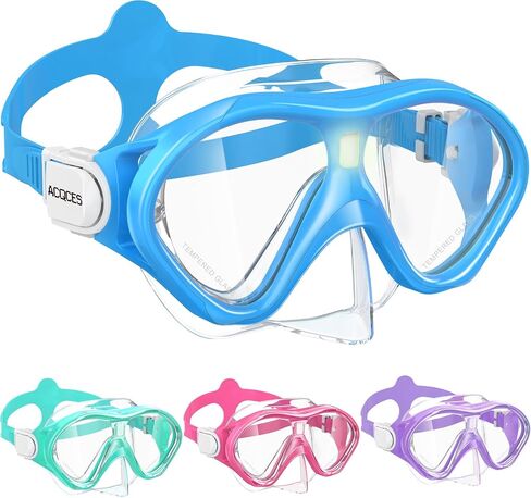 Kids Swim Goggles Snorkel Diving Mask for Boys Girls Ages 7-16, Two-Color Anti-Fog Swimming Goggles with Nose Cover (1PCS Pure Purple) in Saudi Arabia