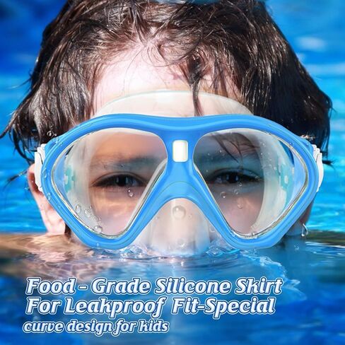 Kids Swim Goggles Snorkel Diving Mask for Boys Girls Ages 7-16, Two-Color Anti-Fog Swimming Goggles with Nose Cover (1PCS Pure Purple) in Saudi Arabia