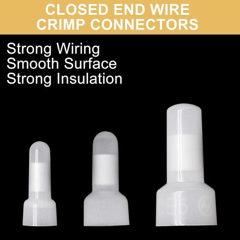 Sydien 1000pcs Nylon CE1X 22-16AWG Closed End Crimp Terminal Wire Connector Crimp Caps for Connection of Electrical Appliances, Motors, Lighting in Kuwait