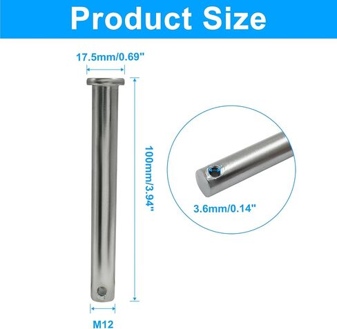 2Pcs Single Hole Clevis Pins M8 X 100mm Flat Head 304 Stainless Steel Clevis Pins for Metal Devices, Furniture Installation, DIY in Saudi Arabia
