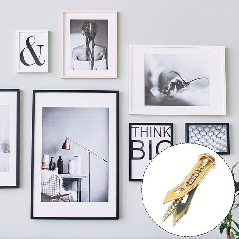 20pcs Self-Drilling Drywall Anchors with Screw, Zinc Plated Steel Drywall Anchors and Screws Kit, Heavy Duty No Drill Dry Wall Expansion Screw for Hanging Frames Wall Lamps Curtains- Gold in Saudi Arabia