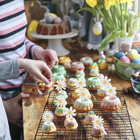 RSSTARXI 24 Pack White Daisy Cupcake Toppers Glitter عباد الشمس الربيع in Kuwait