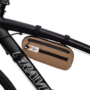 Waxed Canvas Frame Bag – Waterproof Zippers, Dual Storage Compartments, Adjustable Straps – Fits All Frame Sizes, Perfect for Cycling, Commuting, and Adventure Rides (Red/Orange)