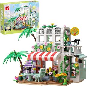 مجموعة منزل الزهور مع الأضواء ، 705 PCS Garden House Building Toy متوافق مع Legos ، بناء نموذج دفيئة ، هدية عيد ميلاد للبالغين الفتيات 8-12
