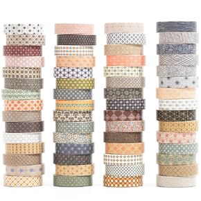 الأنماط الأساسية شريط Washi مجموعة 60 لفائف أناقة هندسية تزيين الأشرطة النحيفة الإخفاء للفنون ، الحرف اليدوية ، المجلات ، المخططين ، سجل القصاصات ، التفاف