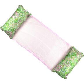 Lilly Pulitzer Hammock Pool Float with Pillows, Pool Accessories for Adults, Saddle Lounge Chair for Swimming, Lime Feeling Good