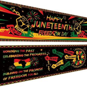 Harloon 2 PCS Junetesth Month Banner Happy Junetesth Decorations African African American Freedom Sign Sign Sign Sign Sclase Party Decor