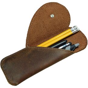 Hide & Drink, Leather Heart Pen Case, Pencil Organizer, Office Accessories, Bookworm Gifts, Handmade :: Bourbon Brown