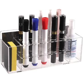 Acrylic Magnetic Marker Holder, 10-Slot Dry Erase Marker Holder Wall Mounted Marker Holder Magnetic Marker Stand Holder Marker And Eraser Organizer for Pen Pencil Whiteboard School Home Office