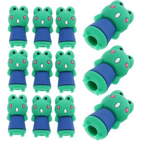 12pcs Frog Pencil Caps ، واقيات وموسعات طرف القلم الرصاص ، أغطية قلم رسومات كاريكاتورية خضراء لطيفة للأطفال ، مواد غراء مرنة ، 1.37 × 0.70 × 0.59 بوصة ، مثالية للاستخدام في المدرسة والمنزل