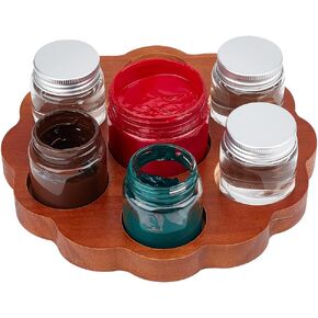 Benecreat flower wood paint jar jar storage 7 ثقوب للمكتب المنظمة الفنية للمكياج منظم الطلاء مجموعة مستلزمات مكتبية متعددة الوظائف