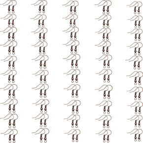 100pcs حمر النحاس الحمراء-خطاف السنانير الأذن الناقص عن الأذن السمكة السمكة مع الكرة والفائف قرط الأسلاك المجوهر