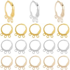 Sunnyclue 1 Box 90pcs arring Hooks leverback aring arring نتائج الرافعة النحاسية الخلفية التي تعلق على السنانير السطحية متعددة الهووج Hooghy الأذن 3 حلقات معلقة في مقاطع الأقراط