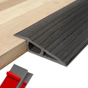 Door Thresholds Ramps Floor Transition Strip 36 inch, 1/2'' ~ 3/5'' Thresholds Ramps for Doorways, Edge-Reducer Transition Strip for Doorways Carpet Tile(Dark Gray Wood Grain)