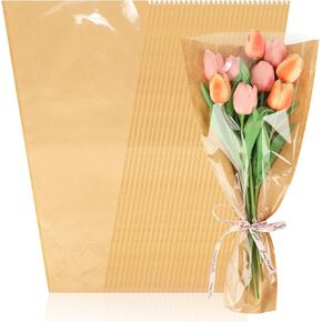 Rolyta 50 PCS الأكمام الزهرة للباقات ، 9.4x17.5 بوصة من ورق التغليف الأزهار للباقات ، ورق kraft للف أزهار ، أكياس زهرة كبيرة من الأكمام لتخرج الزفاف عيد ميلاد عيد الميلاد
