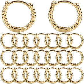 Sunnyclue 1 Box 24PCS REAL 18K GOLD BRASS BRASS HOOP HOUP HEARTES TOWSIT HUGGIE HOOPS Bulk Metal Ring Ring Tiny Charilage Hoop مع إغلاق المزلاج لإغلاق المجوهرات لصنع الحرف اليدوية DIY