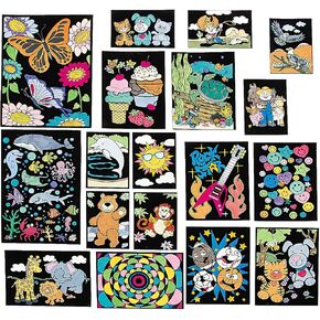 متعة Express Color Your Fuzzy Poster Shortment - طقم Creative Craft For Kids مثالية للمشاريع الفنية حفلات عيد ميلاد الأنشطة المنزلية الزخمة واللعب الإبداعي - 24 قطعة