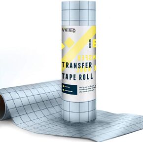 VViViD Vinyl Transfer Tape Roll Clear with Blue Alignment Grid Application Tape for Signs Crafts Decals Medium Tack (12in x 50ft)