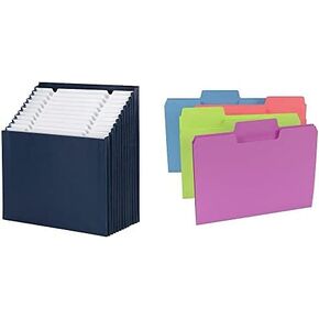 ملف ملعب Smead مع 12 جيوبًا ومجلدًا للملفات Supertab مع مجموعة إيداع علامات تبويب كبيرة الحجم 1/3 ، وحجم الحروف