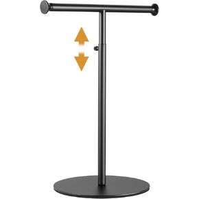 niffgaff T Bar Purse Display Stand Tabletop: Adjustable Height Handbag Holder, Countertop Hanging Rack for Long Necklace Scarf Lanyard, Black