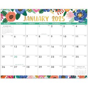Magnetic Calendar for Fridge - Calendar 2025 from Jan.2025 - Dec.2025, Magnetic Calendar 2025, 8" × 10",Tear-off Pad, Blocks with Julian Dates - Floral